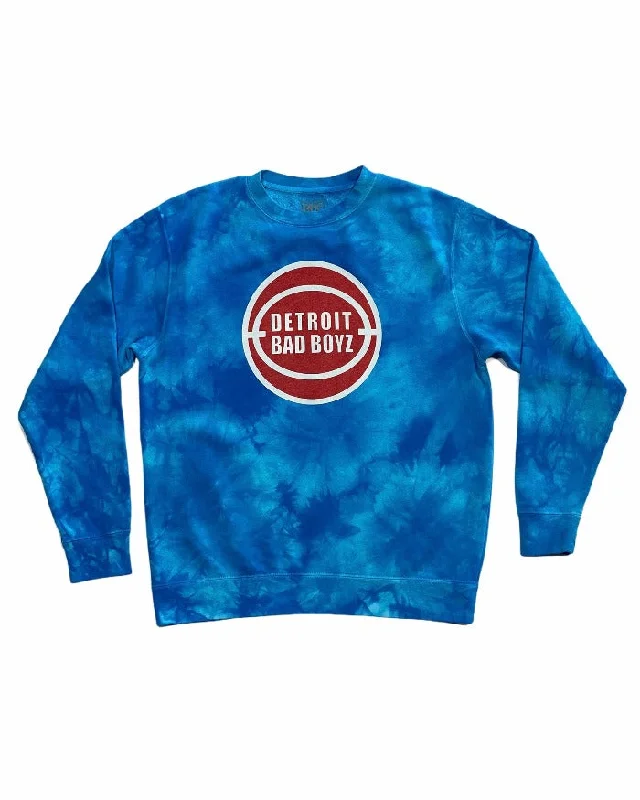 Men's Hoodies with Heavy-Duty ZippersInk Detroit BAD BOYZ Tie Dye Crewneck Sweatshirt - Electric Blue