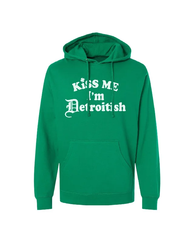 Men's Hoodies with Slim FitsInk Detroit - Kiss Me I'm Detroitish Hoodie - Heather Green