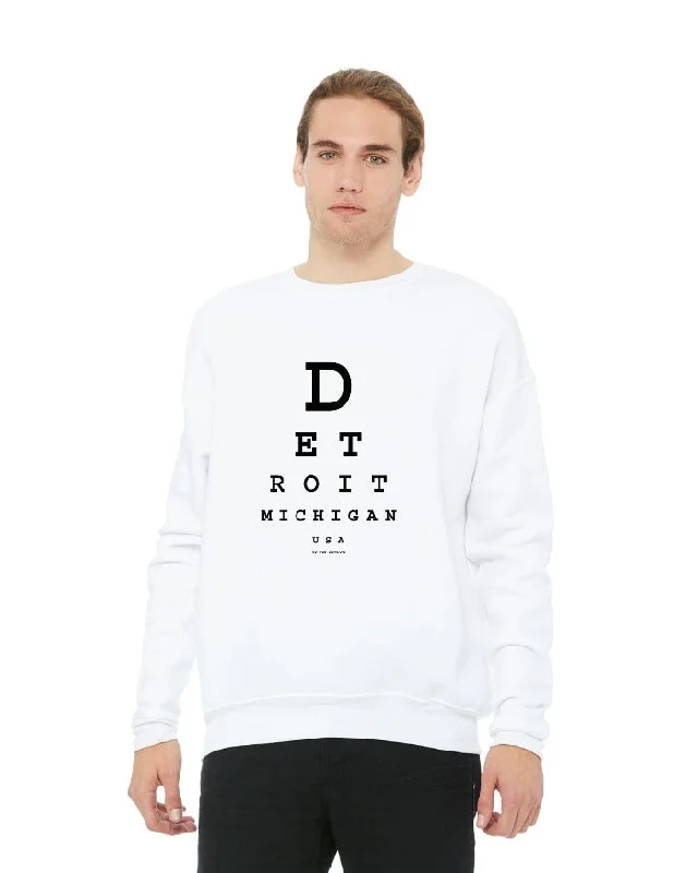 Men's Hoodies for Everyday WearInk Detroit Eye Chart Crewneck Sweatshirt - White