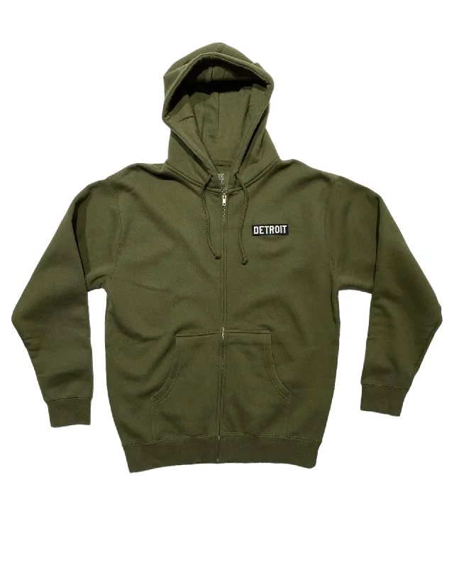 Men's Hoodies for Tall MenInk Detroit Full Zip Premium Heavyweight Hoodie - Military Green