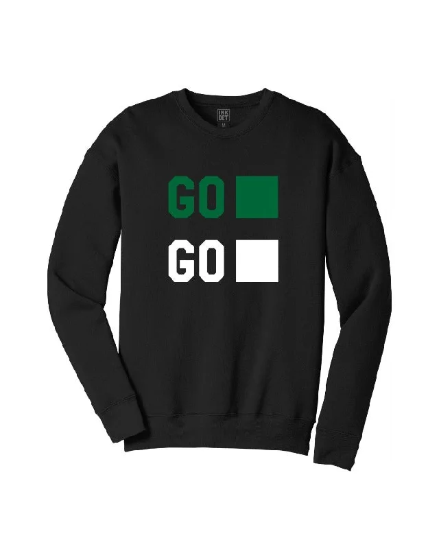 Men's Hoodies for YogaInk Detroit GO GREEN GO WHITE Crewneck Sweatshirt - Black