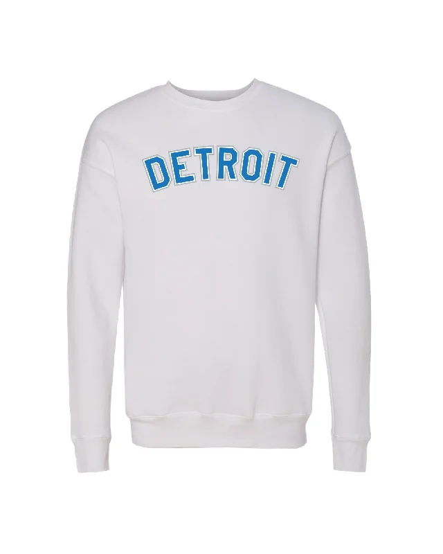 Men's Hoodies for HikingInk Detroit - Honolulu Blue and Silver print on White Crewneck