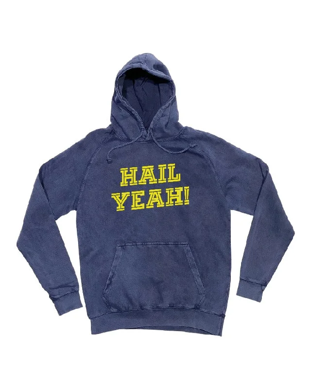 Stylish Men's Designer HoodiesInk Detroit Michigan HAIL YEAH  Mineral Wash Hoodie - Maize & Blue