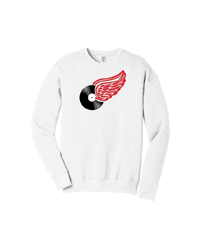 Versatile Men's All-Season HoodiesInk Detroit Motown Wing Crewneck Sweatshirt - White