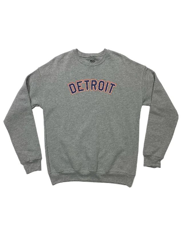 Men's Hoodies with Hidden PocketsInk Detroit - Orange & Navy on Athletic Grey Crewneck