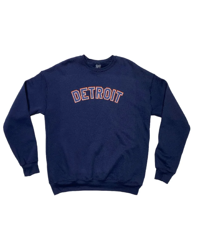 Men's Hoodies with Modern CutsInk Detroit - Orange & Navy on Navy Crewneck