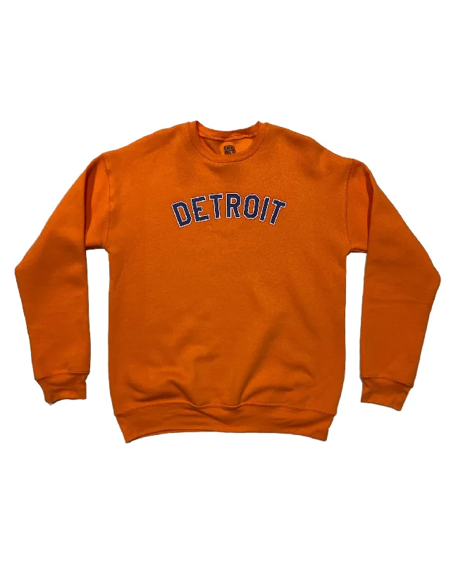 Men's Hoodies with Zipper DetailsInk Detroit - Orange & Navy on Orange Crewneck