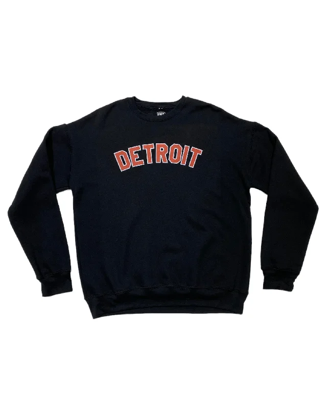 Men's Hoodies with Reflective StripesInk Detroit - Red & White on Black Crewneck