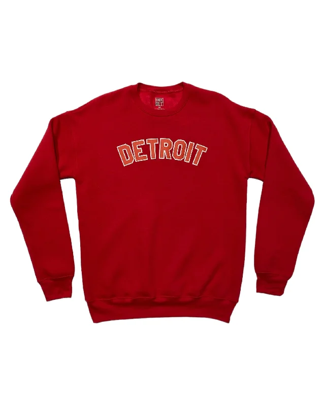 Men's Hoodies with Wind-Resistant FabricInk Detroit - Red & White on Red Crewneck