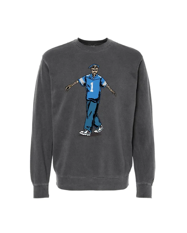 Men's Hoodies with DrawstringsInk Detroit- Tupac Back Lions Jersey - Pigment-Dyed Crewneck Sweatshirt - Black