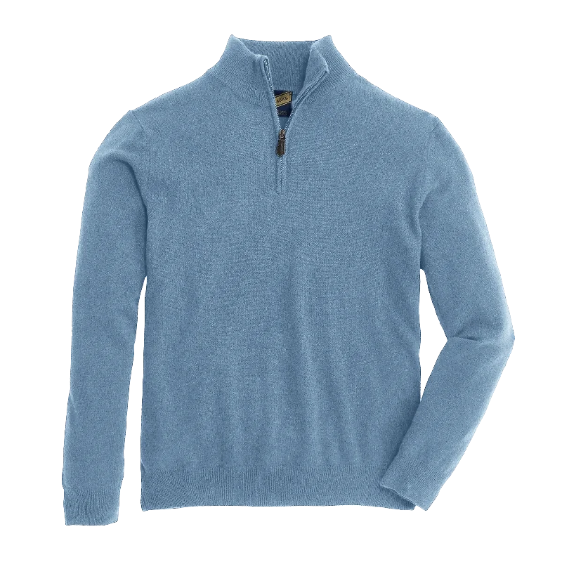 Men's Sweaters with Zip-Up CollarsJames Cashmere 1/4 Zip Sweater - Heather Vintage Indigo