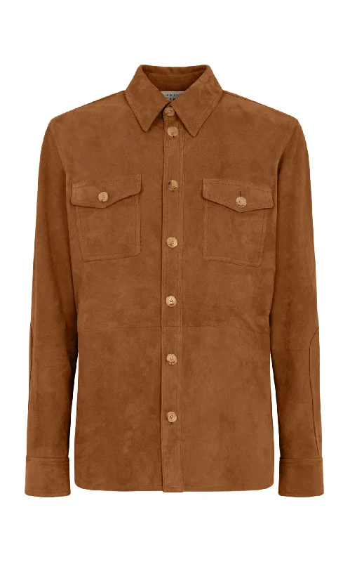 Men's Shirts with Wrinkle-Resistant FabricLucas Overshirt in Camel Suede