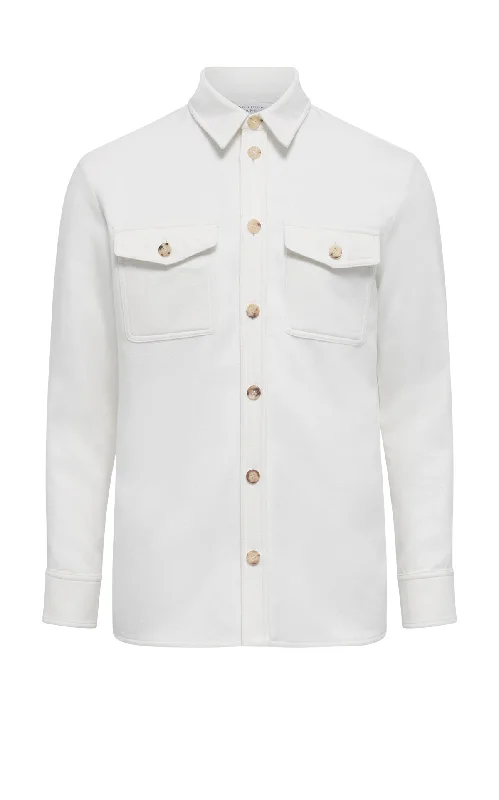 Men's Shirts with CollarsLucas Overshirt in Ivory Winter Silk