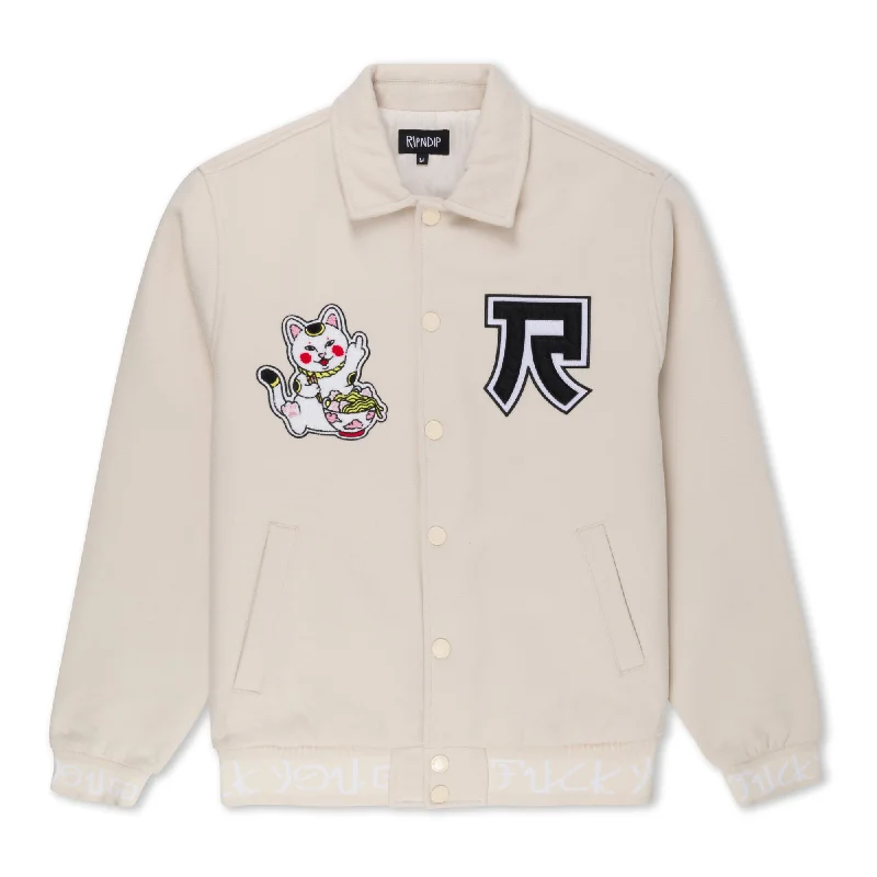 Men's Coats for TravelLucky Nerm Varsity Jacket (Cream)