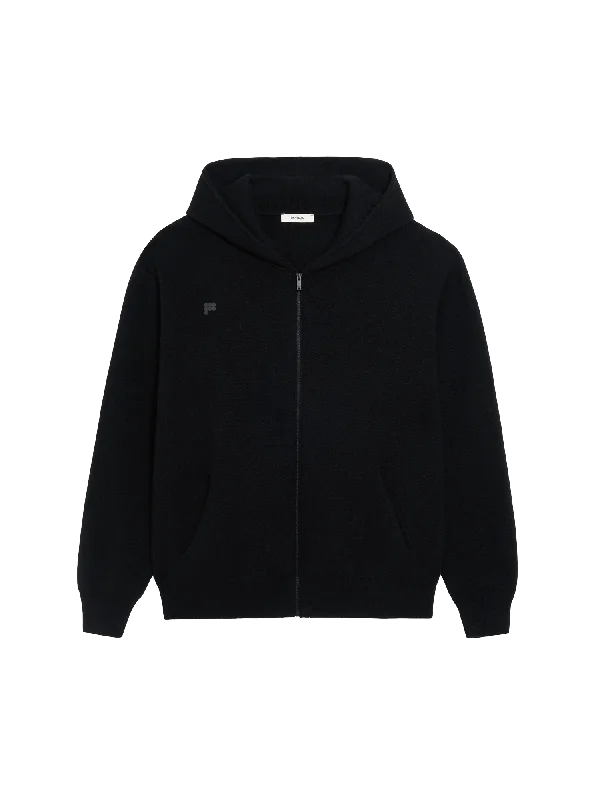 Men's Coats for WorkMens Recycled Cashmere Zipped Hoodie—black