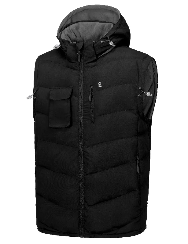 Cool Men's Pea CoatsMen's Reversible Fleece Puffer Vest with Removable Hood