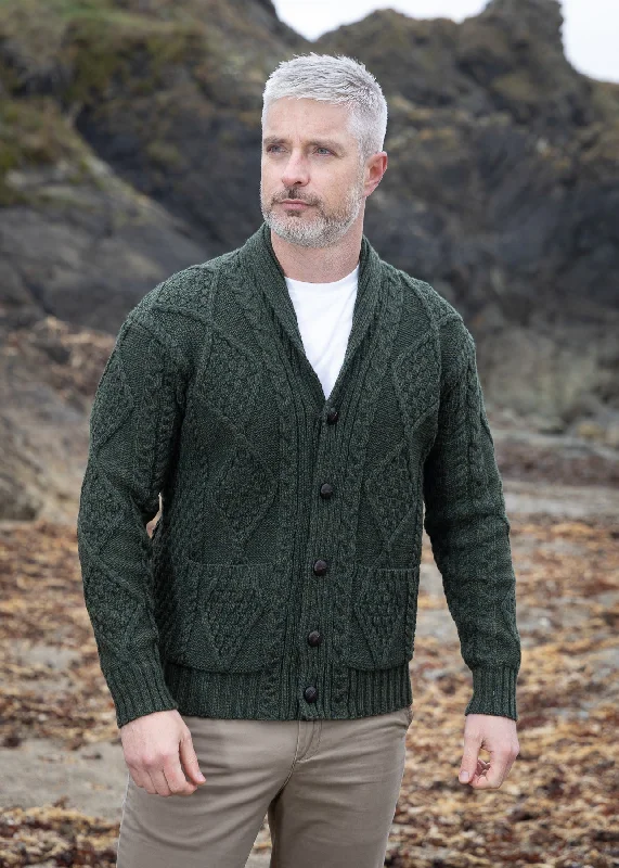 Men's Sweaters with Hooks and LoopsMen's Shawl Button Cardigan | Army Green