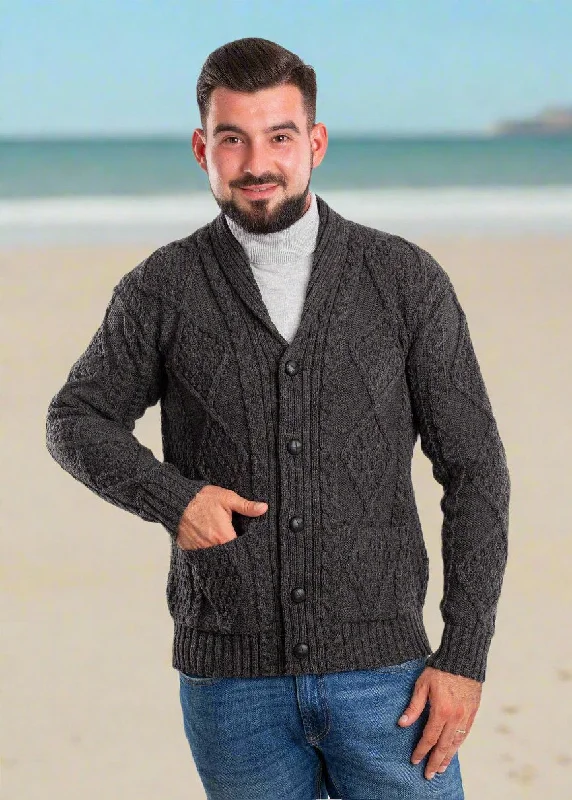 Men's Sweaters with Flat-Front DesignsMen's Shawl Button Cardigan | Charcoal