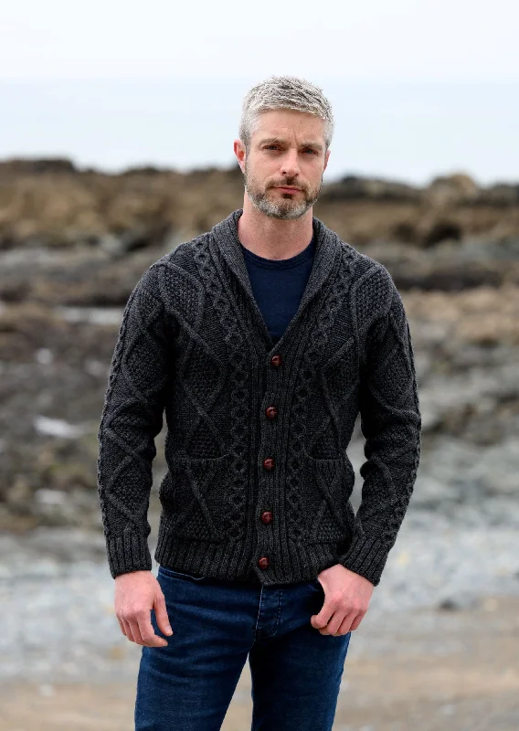 Men's Sweaters with Raglan SleevesMen's Shawl Button Cardigan | Charcoal