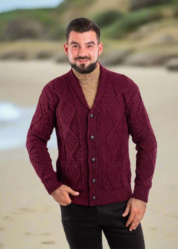 Classic Men's Wool SweatersMen's Shawl Button Cardigan | Wine