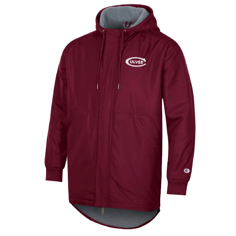 Men's Coats with Convertible CollarsChampion Men's Sherpa Lined Stadium Hood Jacket - Maroon