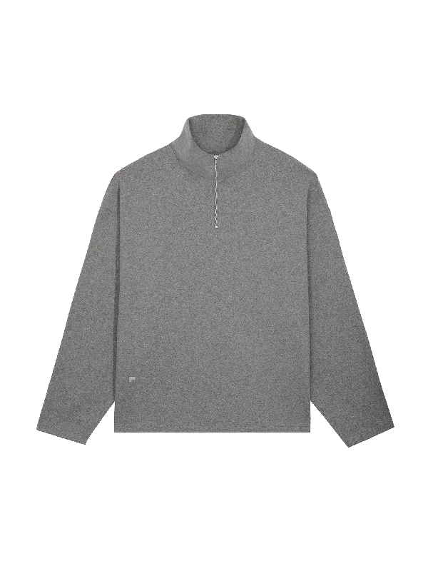 Men's Coats with Convertible CollarsMen's Recycled Wool Jersey Half-Zip Sweater—volcanic grey