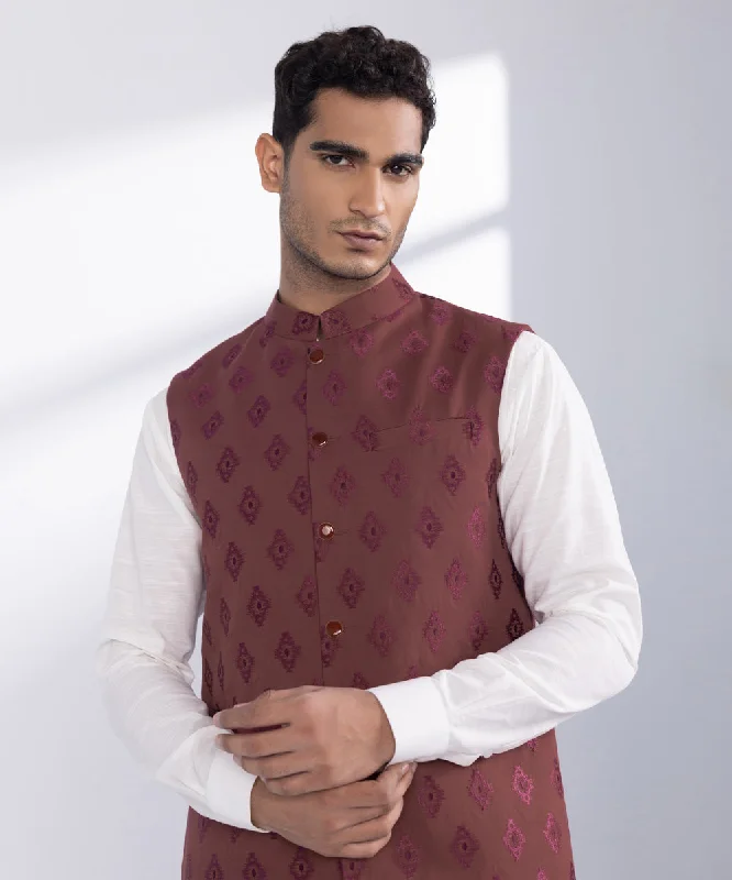 Men's Coats with Patchwork DesignsEmbroidered Wash & Wear Waistcoat