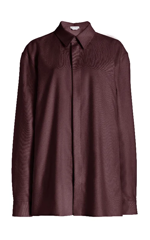 Men's Shirts with Tab CollarsNicolas Shirt in Deep Bordeaux Virgin Wool Twill