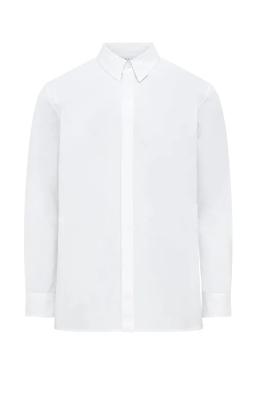 Striped Men's TopsNicolas Shirt in White Sea Island Cotton Poplin