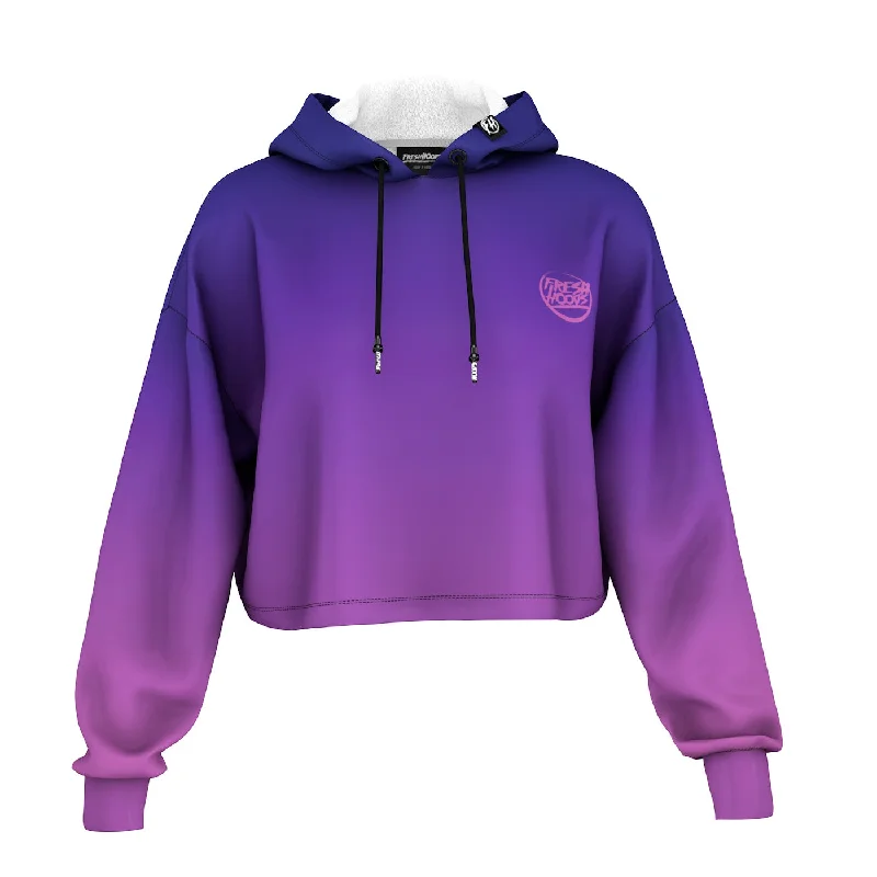 Men's Hoodies with Reinforced StitchingOff Purple Cropped Hoodie