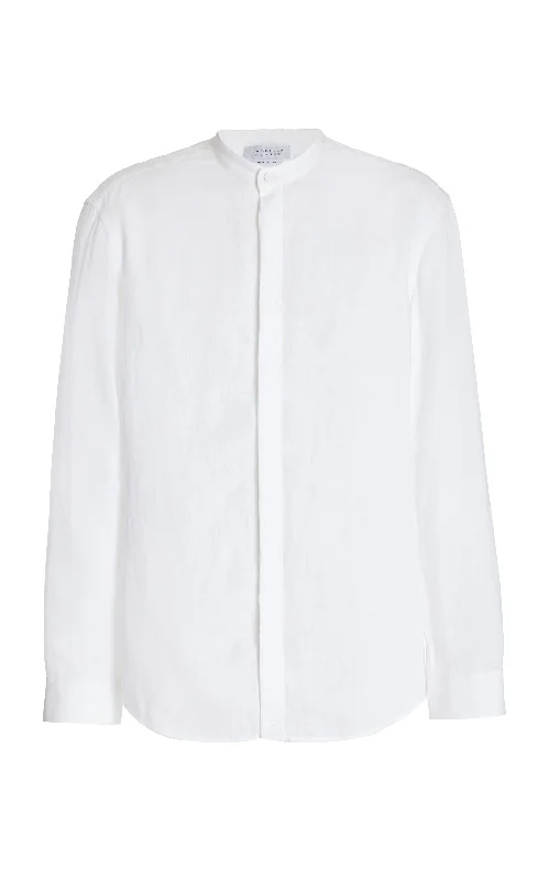 Men's Shirts with Contrast StitchingOllie Shirt in White Linen