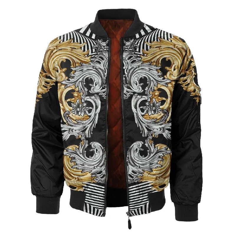 Men's Coats with Stretch FabricPlatinum Gold Bomber Jacket