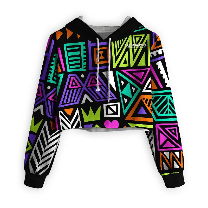 Men's Hoodies with Reflective StripesPolygon Tribes Cropped Hoodie