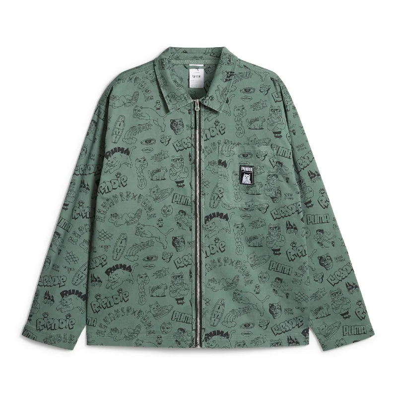 Men's Coats with Flannel LiningPUMA X RIPNDIP AOP Twill Jacket (Eucalyptus)