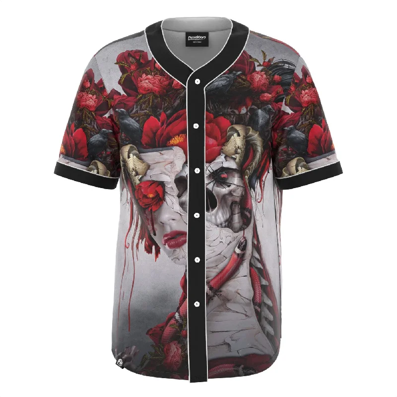 Men's Shirts with Surplice HemlinesQueen Of Snakes And Black Widow Jersey