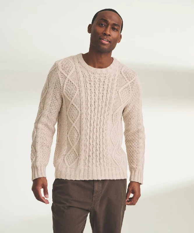 Men's Sweaters with SequinsTextured Cotton Cable Crewneck