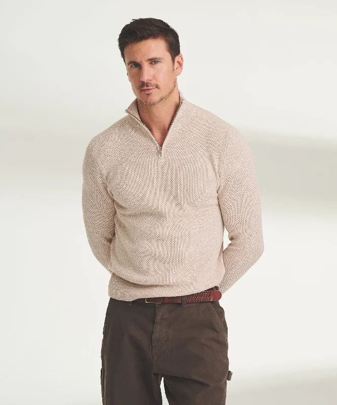 Men's Sweaters with A-Line ShapesTextured Cotton Quarter Zip