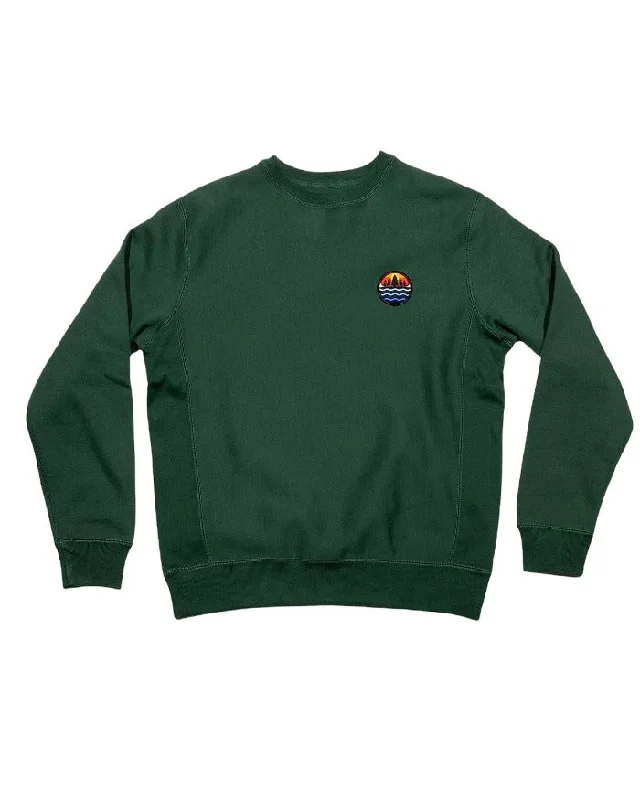 Men's Hoodies with Zippered PocketsThe Great Lakes State Color Logo Heavyweight Crewneck Sweatshirt - Forest Green