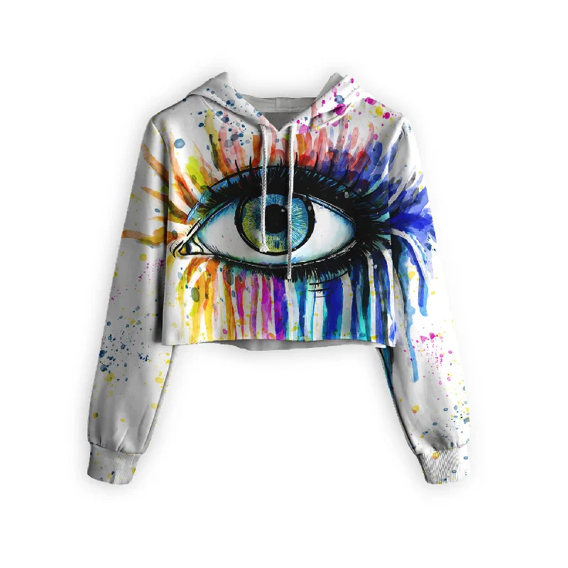 Men's Hoodies with Quick-Dry FabricWatercolor Eye Cropped Hoodie