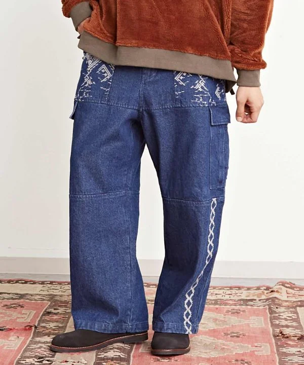 Men's Party Pants for a Fun Night OutEmbroidered Bohemian Denim Pants