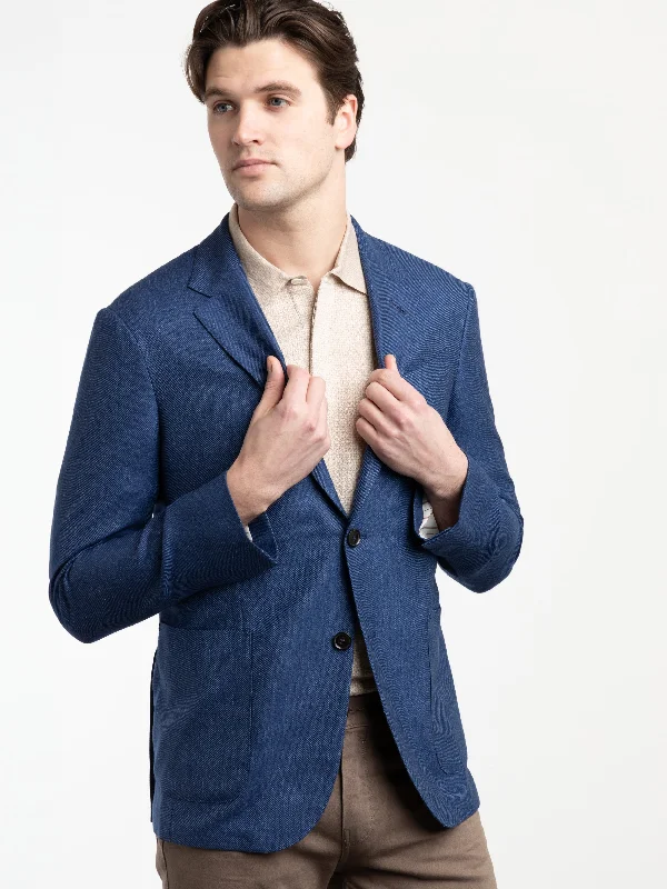 Winter-Ready Men's CoatsBlue Cashmere-Silk-Linen Sport Jacket