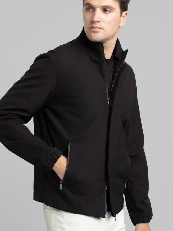 Men's Coats with Water-Repellent FabricBlack Full Zip Jacket