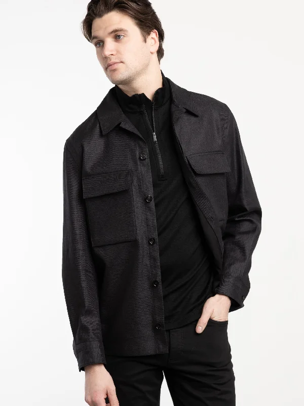 Men's Coats for Mild WeatherBlack Oasi Lino Overshirt