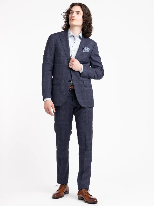 Men's Coats for Every OccasionBlue Check Virgin Wool B-Line Suit