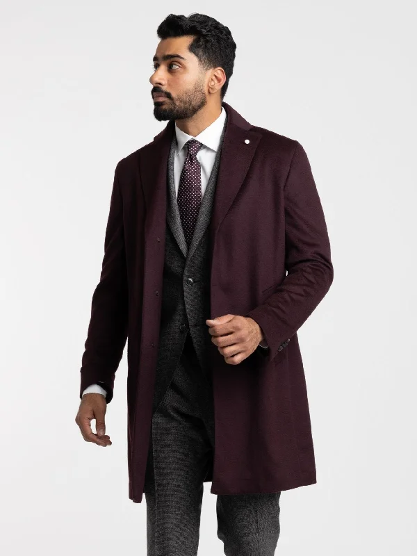 Men's Coats with Convertible CollarsBurgundy Colombo Thermo Overcoat