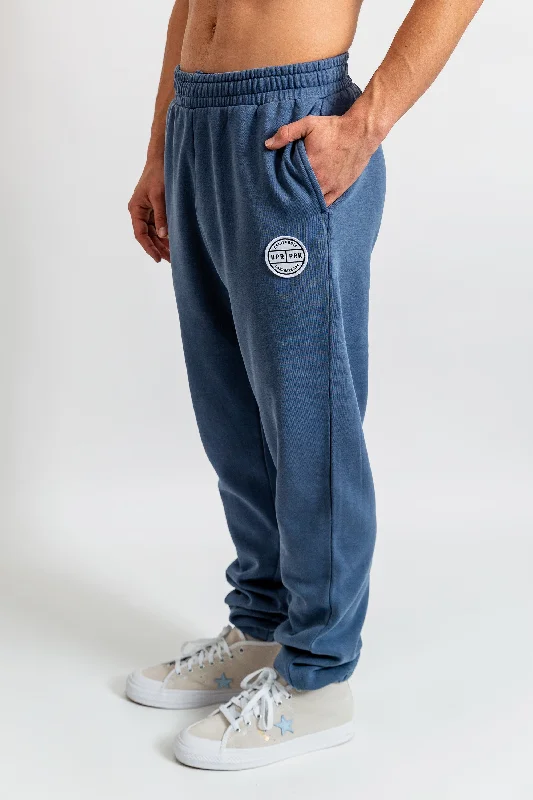 Men's Pants with Faux Leather PatchesCali Badge Patch Faded Sweatpants