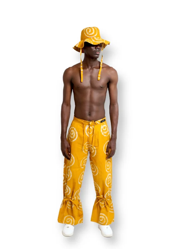 Men's Pants with Stain-Resistant TreatmentCute Saint Moshalashi Yellow Cotton Trouser