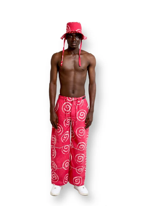 Men's Pants with Turn-Up CuffsCute Saint Eko Pink Cotton Straight Cut Pant