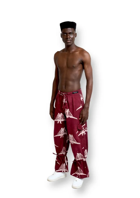 Men's Pants with Shallow PocketsCute Saint Ofin Burgundy Cotton Trouser