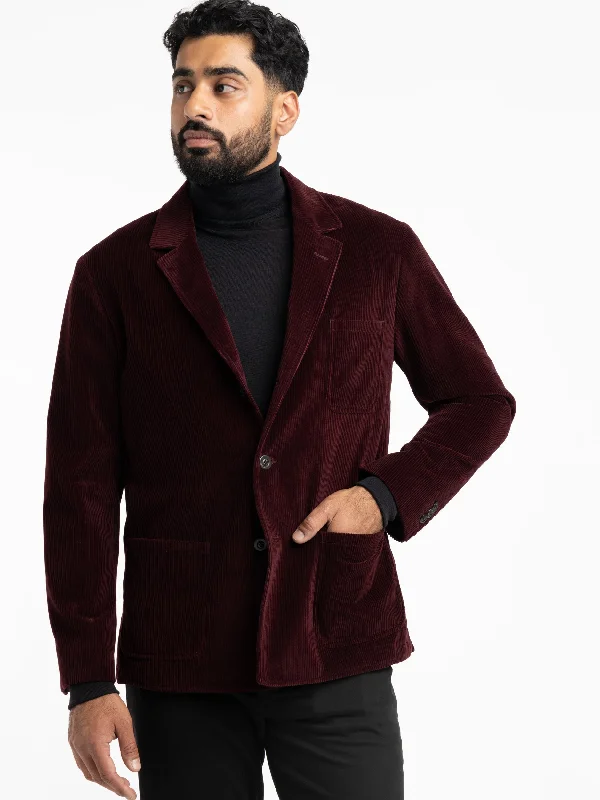 Men's Coats for Mild WeatherDark Red Corduroy Sport Jacket